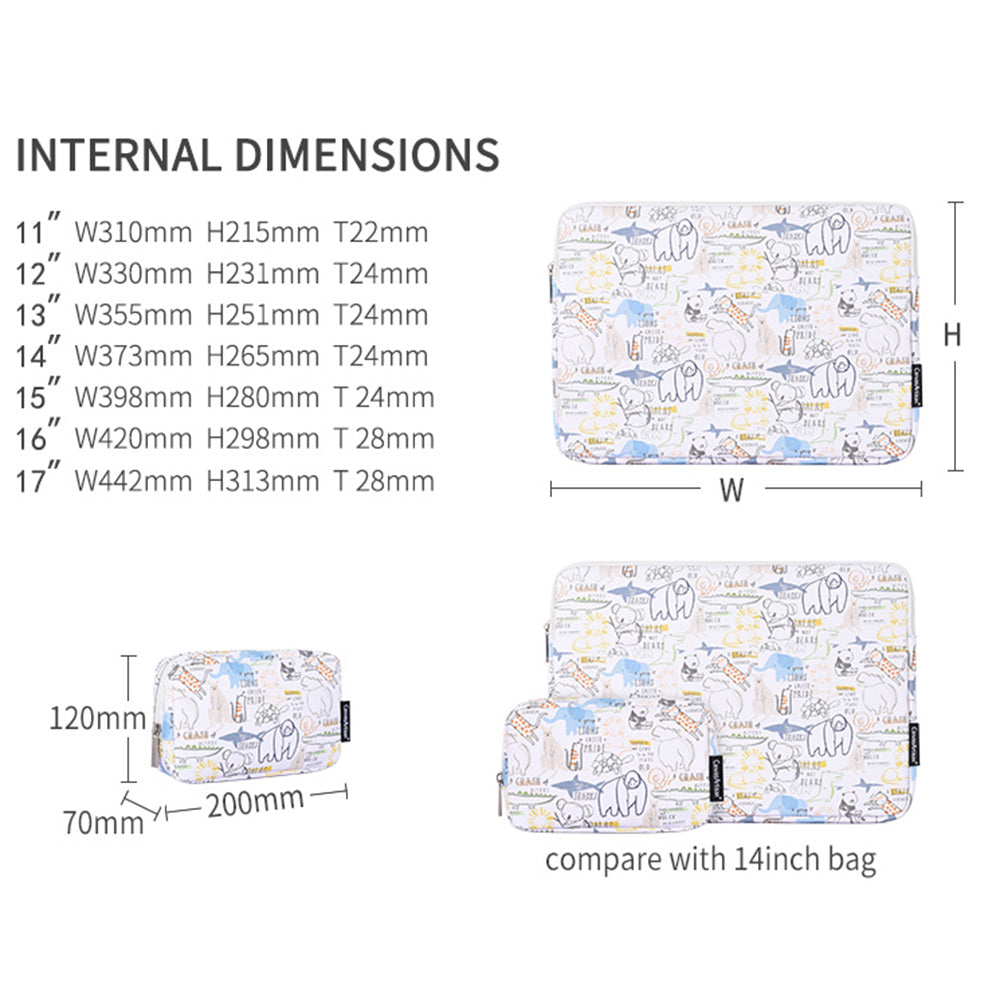 G50-T0111 15-inch Laptop Sleeve PU Protective Case Cartoon Animal Pattern Carrying Bag + Small Bag Set