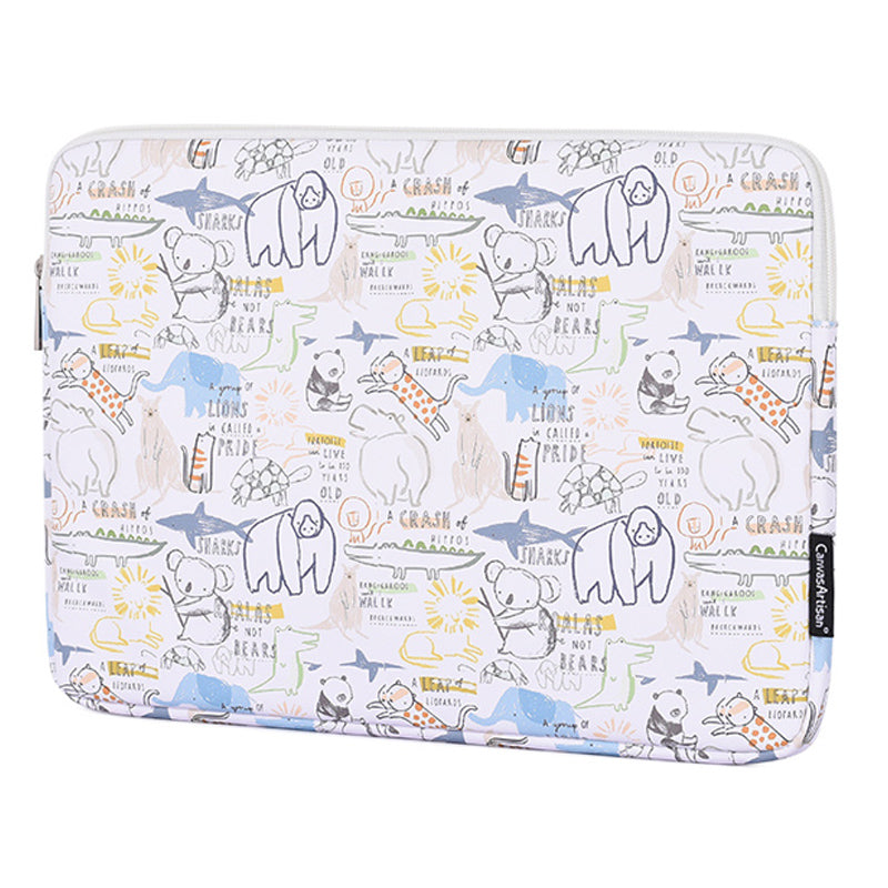 G50-T0111 for 13-inch Laptop Cartoon Animal Pattern Notebook Sleeve Shockproof PU Carrying Bag + Small Bag Set
