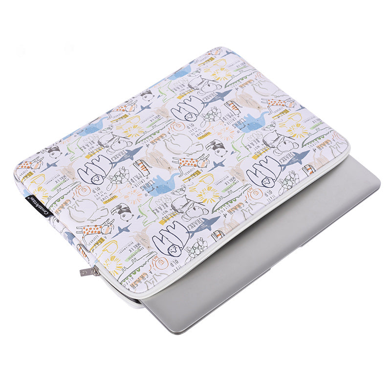 G50-T0111 for 13-inch Laptop Cartoon Animal Pattern Notebook Sleeve Shockproof PU Carrying Bag + Small Bag Set