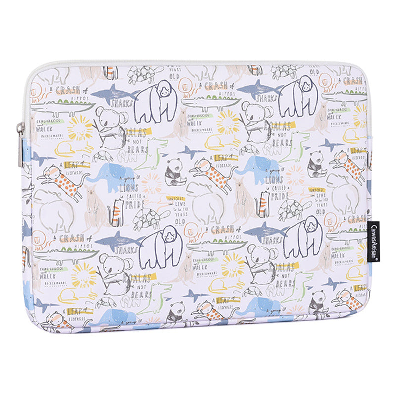 G50-T0111 for 13-inch Laptop Cartoon Animal Pattern Notebook Sleeve Shockproof PU Carrying Bag + Small Bag Set