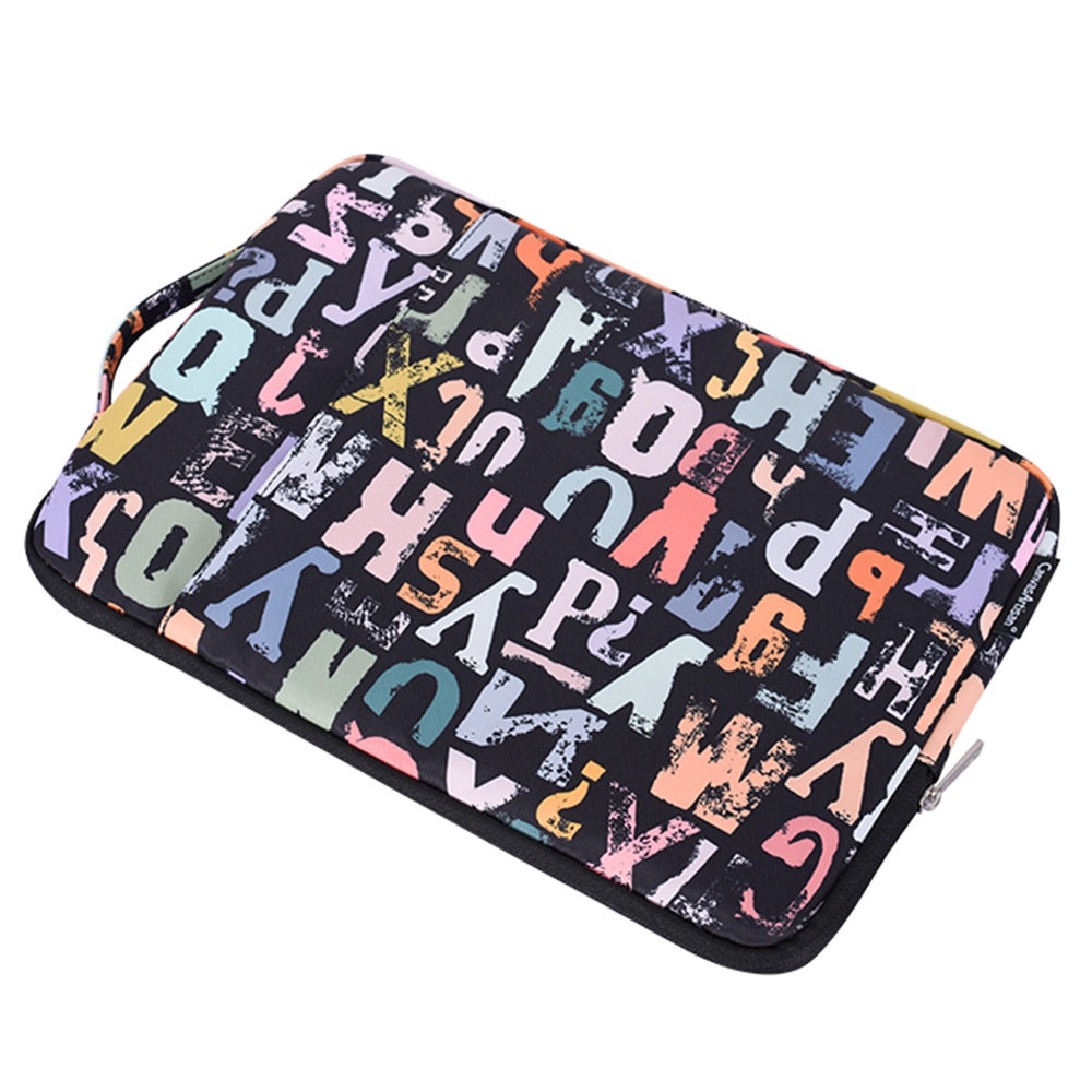 H18-89 15-inch Laptop Sleeve, Watercolor Letter Pattern Soft Lining Carrying Pouch