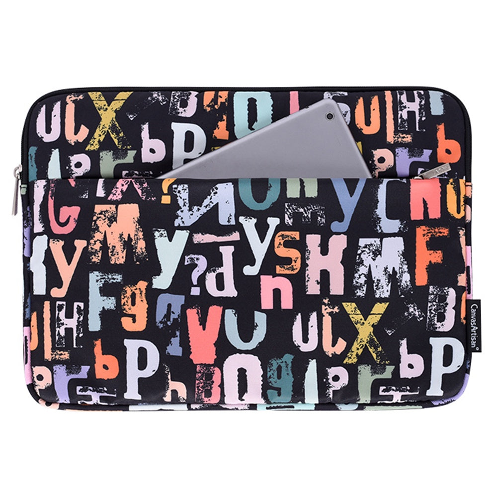H18-11 14-inch Lightweight Laptop Bag Watercolor Letter Pattern Protective Sleeve