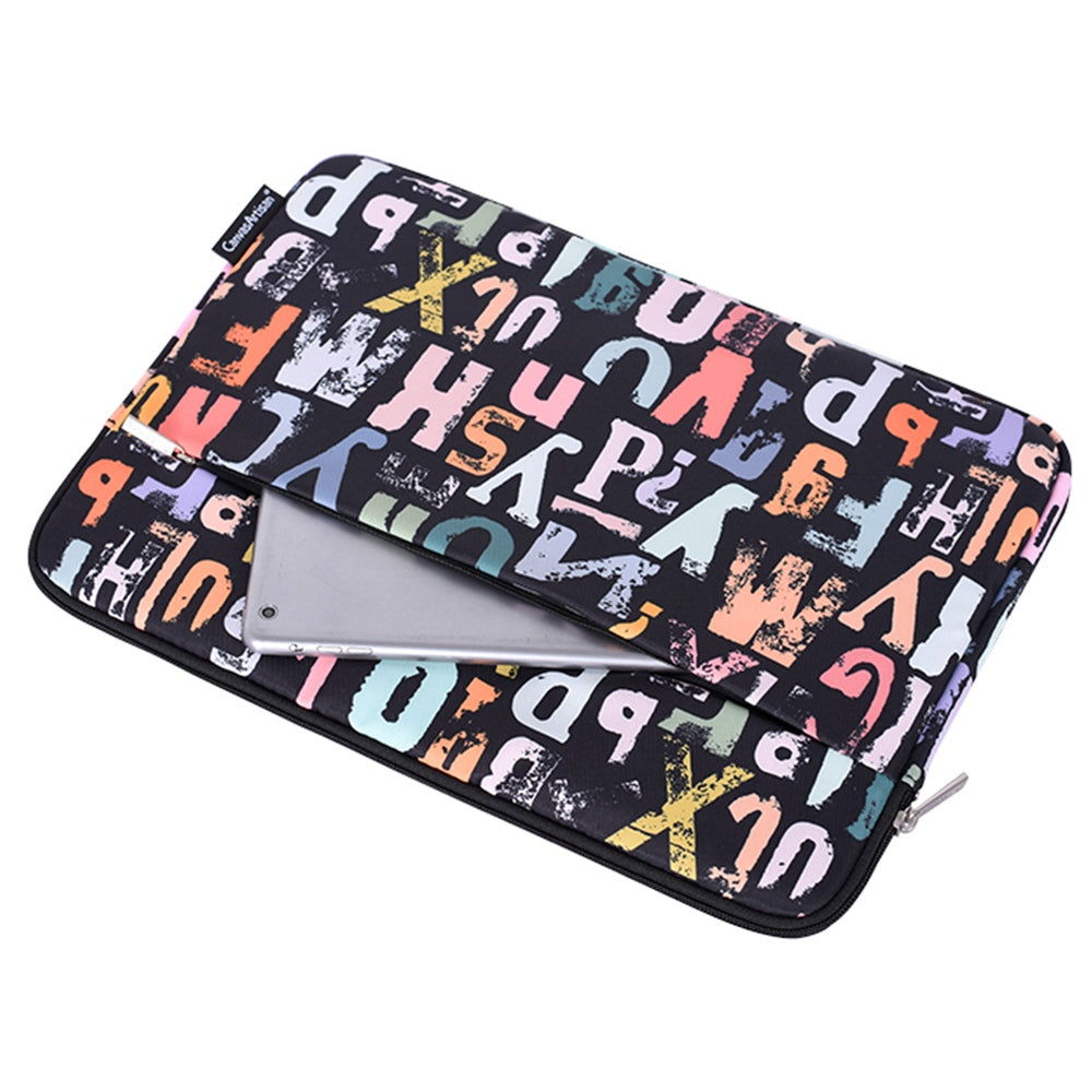 H18-11 14-inch Lightweight Laptop Bag Watercolor Letter Pattern Protective Sleeve