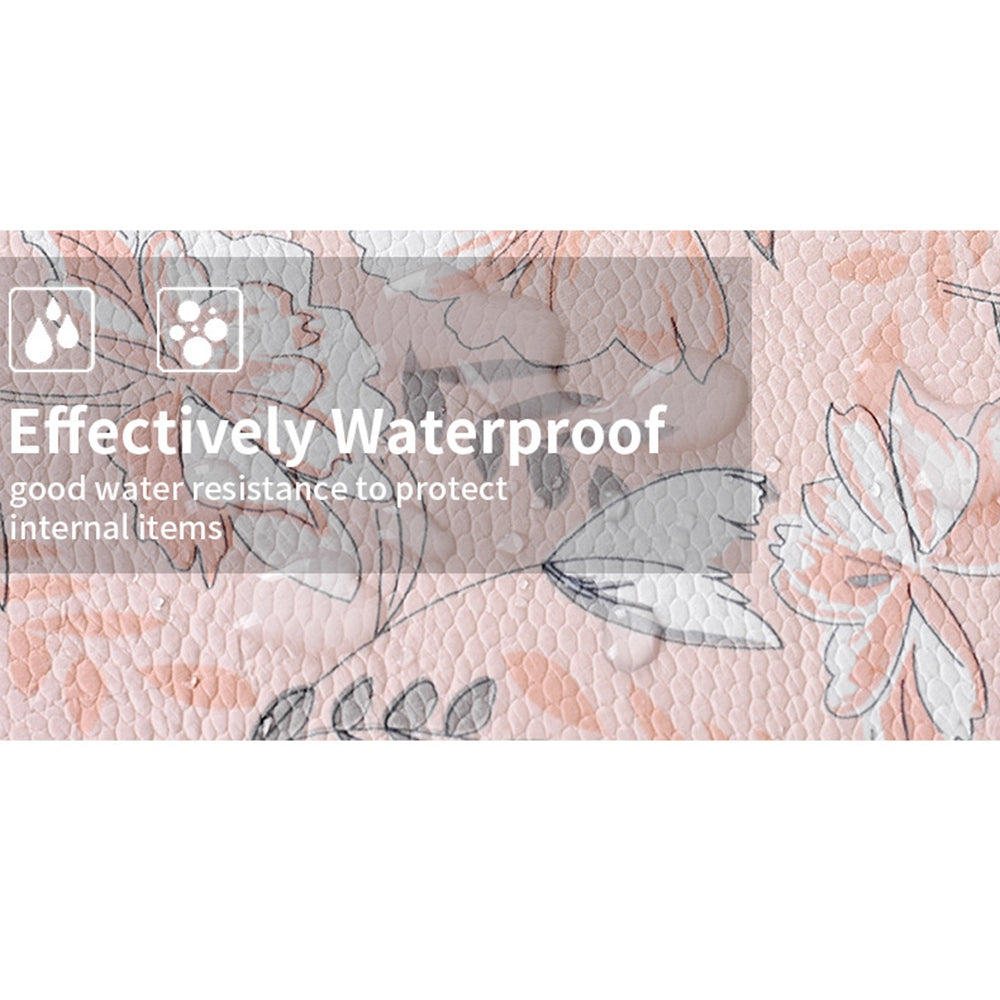 G4-T0111 Flower Printed 14-inch Notebook Sleeve PU Leather Laptop Carrying Case with Small Bag