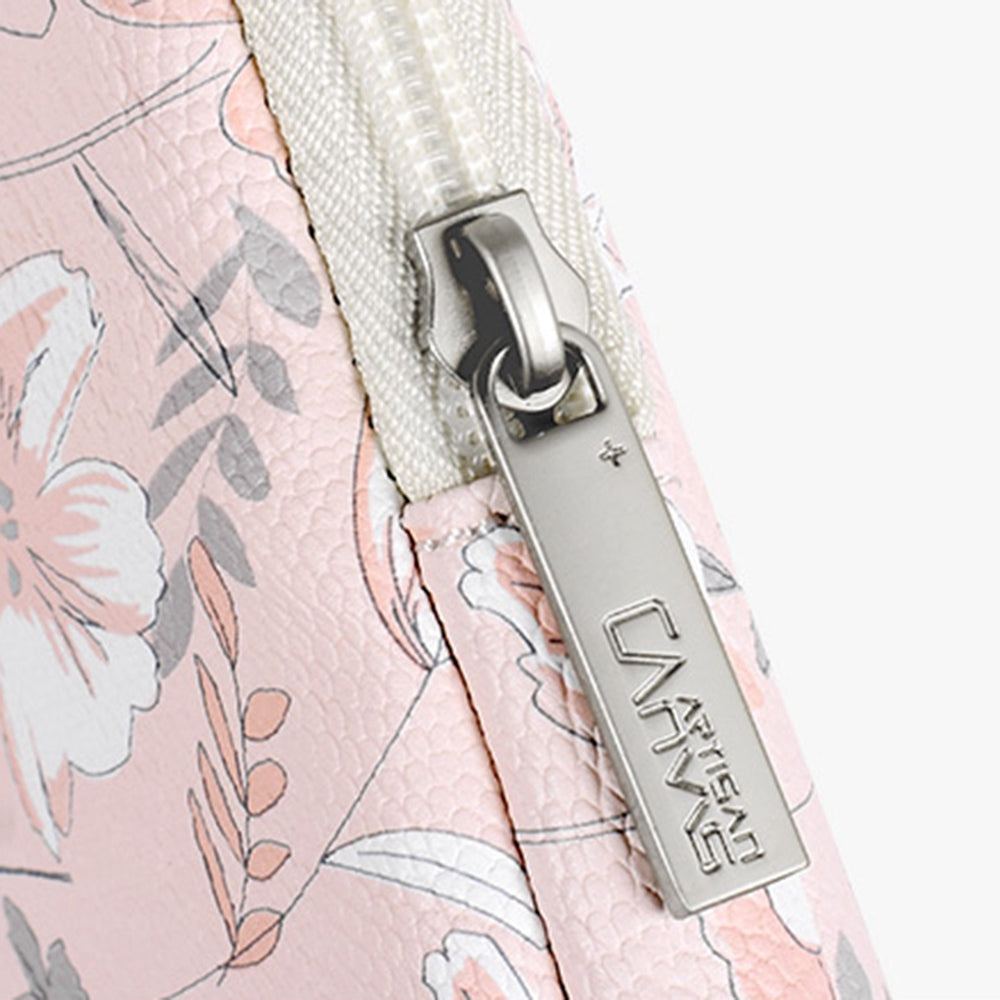 G4-T0111 Flower Printed 14-inch Notebook Sleeve PU Leather Laptop Carrying Case with Small Bag