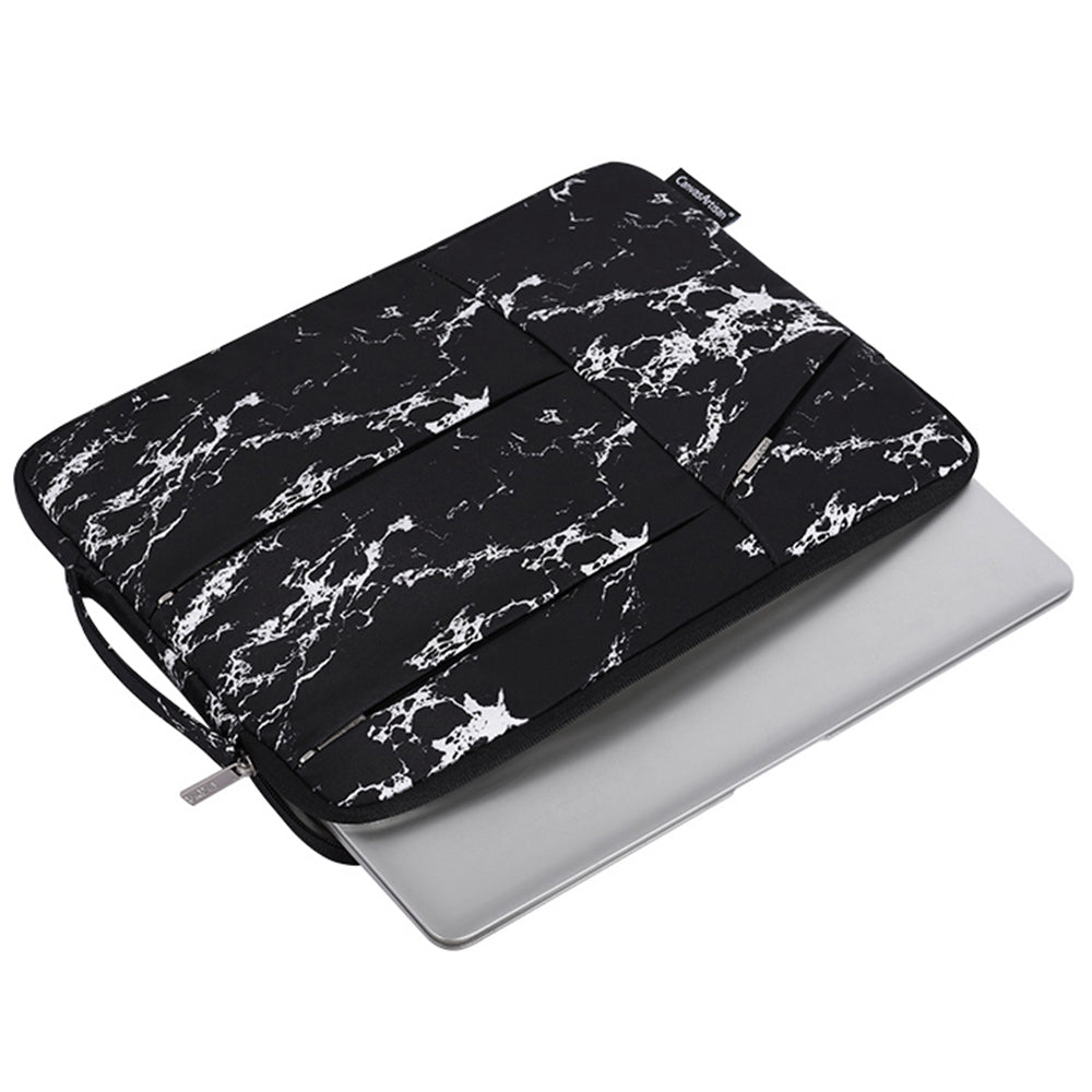 Marble Pattern Portable Slim Case for 12 inch Laptops Anti-Scratch Carry Case with 3-Pouches/Handle Strap Notebook Waterproof Sleeve Bag - White