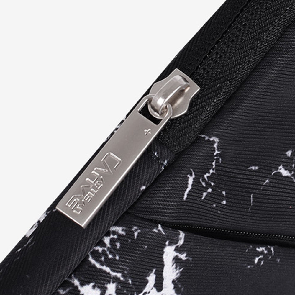 Marble Pattern Portable Slim Case for 12 inch Laptops Anti-Scratch Carry Case with 3-Pouches/Handle Strap Notebook Waterproof Sleeve Bag - Black