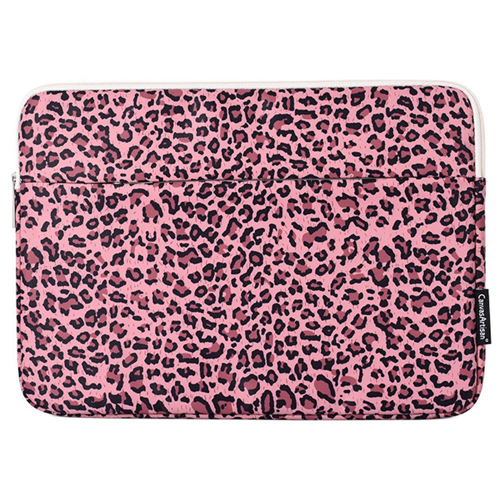 Canvasartisan H31-11 Portable Slim Case for 15-inch Laptops Shockproof Sleeve Bag Leopard Printed Waterproof Carry Bag - Pink