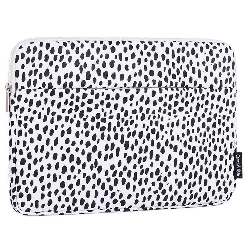 Cow Grain Patterned Polyester + Soft Lining Laptop Protective Sleeve Bag with Outer Slot for 14-inch Notebook