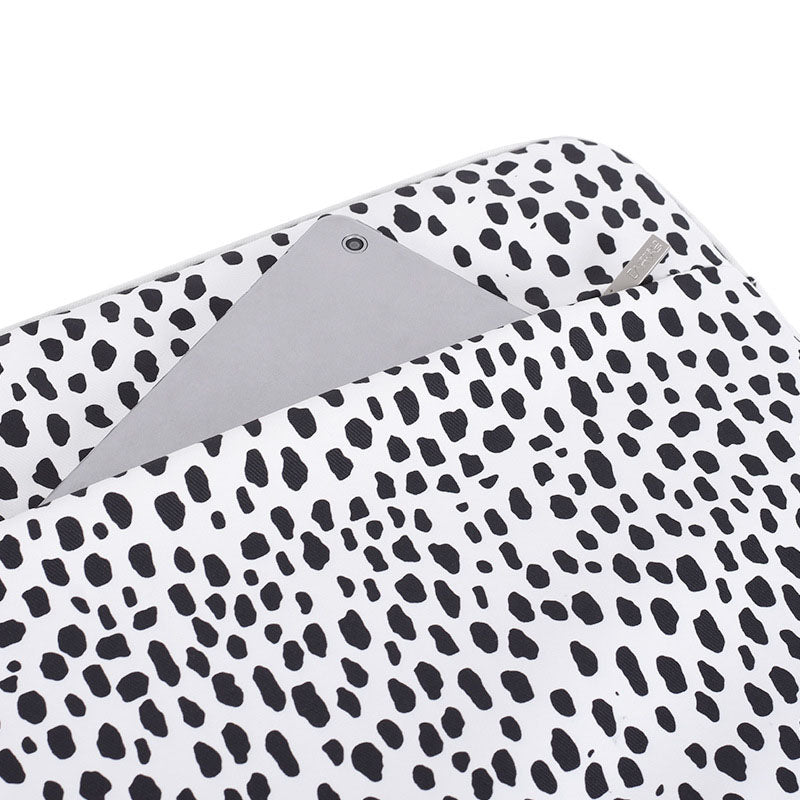 Cow Grain Patterned Polyester + Soft Lining Laptop Protective Sleeve Bag with Outer Slot for 14-inch Notebook