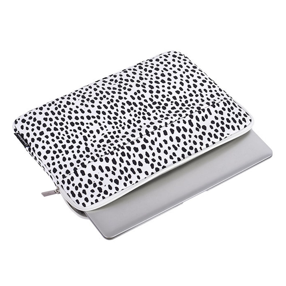 Cow Grain Patterned Polyester + Soft Lining Laptop Protective Sleeve Bag with Outer Slot for 14-inch Notebook