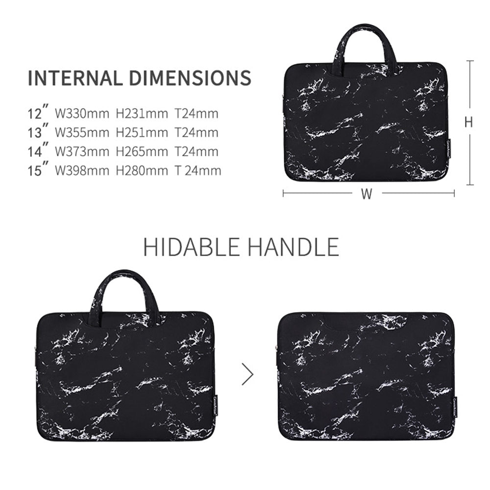 Canvasartisan H32-B01 Marble Pattern 15-inch Zipper Laptop Bag Computer Notebook Carrying Pouch Handbag - Black