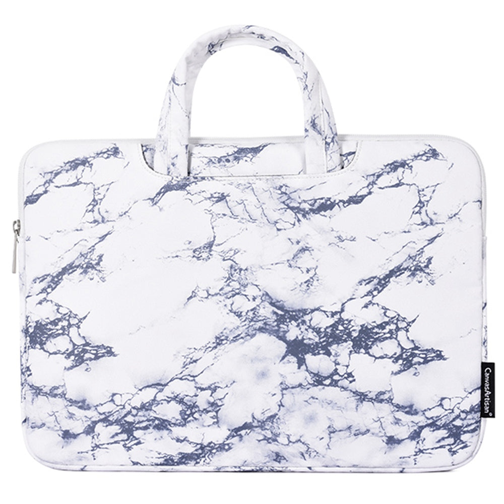 Canvasartisan H32-B01 14-inch Notebook Handbag Marble Pattern Shockproof Laptop Bag Case - White