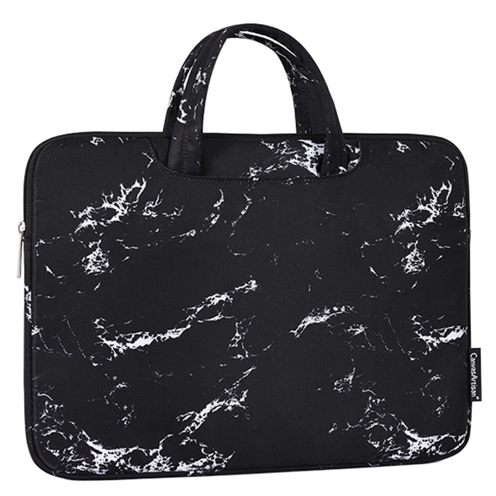 Canvasartisan H32-B01 14-inch Notebook Handbag Marble Pattern Shockproof Laptop Bag Case - Black