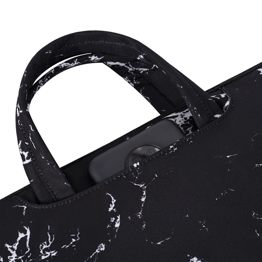 Canvasartisan H32-B01 14-inch Notebook Handbag Marble Pattern Shockproof Laptop Bag Case - Black