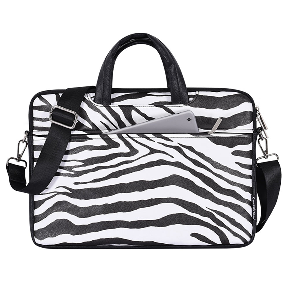 14inch Laptop Zebra Pattern Shoulder Bag Wear-resistant PU Leather Notebook Computer Case Sleeve