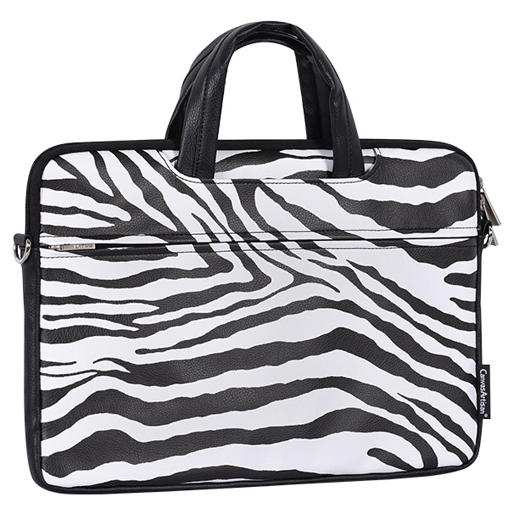 14inch Laptop Zebra Pattern Shoulder Bag Wear-resistant PU Leather Notebook Computer Case Sleeve