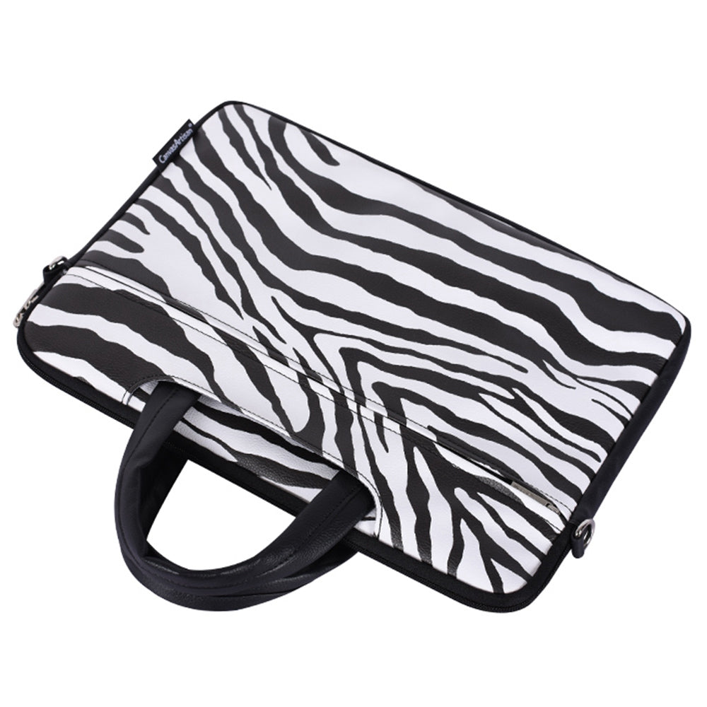 14inch Laptop Zebra Pattern Shoulder Bag Wear-resistant PU Leather Notebook Computer Case Sleeve