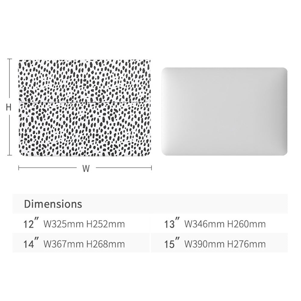 E36-01 for 14-inch Notebook Envelope Folder Leather Business Case Dots Printing Shock Resistant Laptop Cover