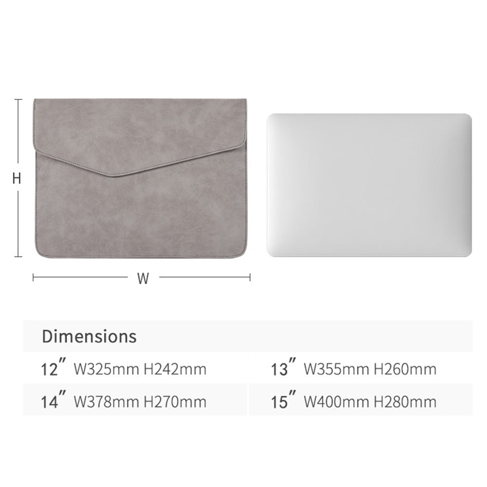 Canvasartisan EL11-03 12 Inch PU Leather Envelope Laptop Bag Computer Liner Sleeve Case - Grey
