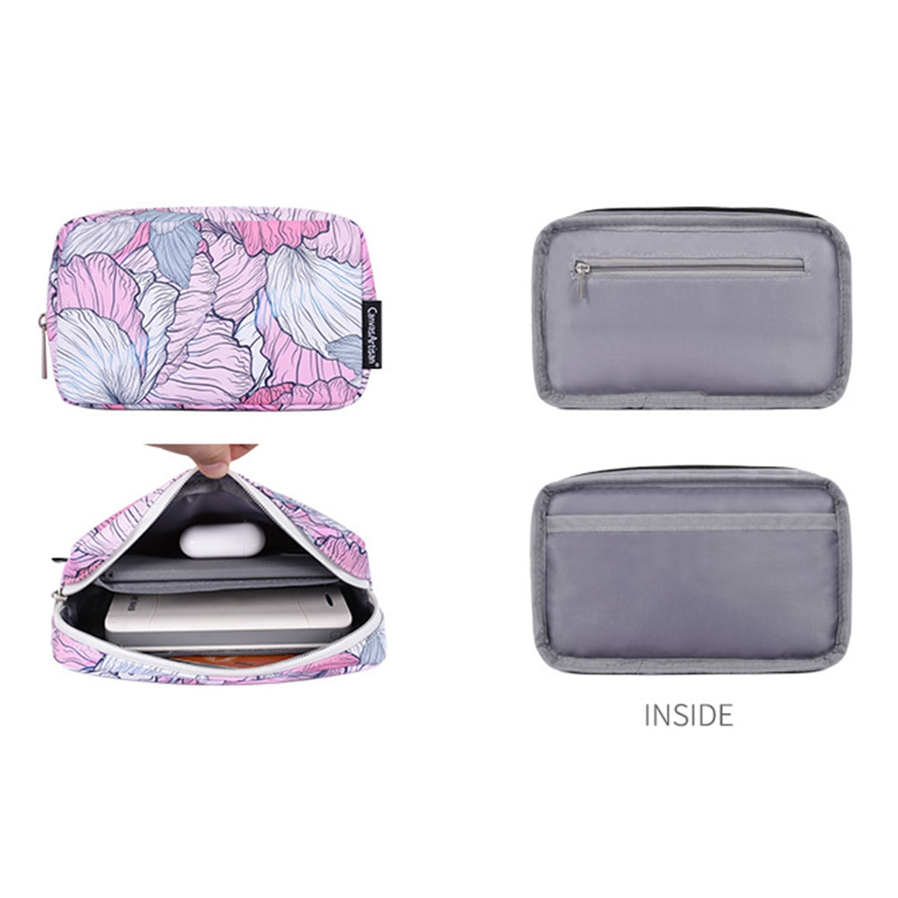 G56-T0111 Flower Printed PU Leather 15-inch Notebook Bag Laptop Sleeve with Small Bag
