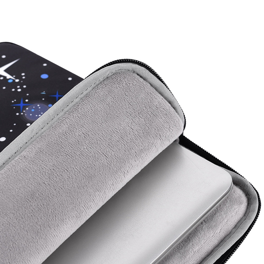 H16-T0121 12-inch Laptop Starry Sky Printed Protective Sleeve PU Leather Zipper Pouch with Small Storage Bag