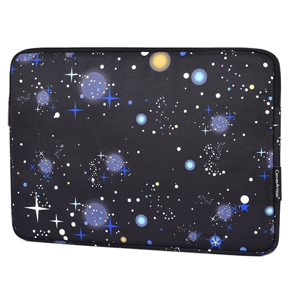 H16-T0121 2Pcs/Set 14-inch Notebook Carrying Bag with Small Bag Starry Sky Pattern Anti-collision PU Laptop Sleeve