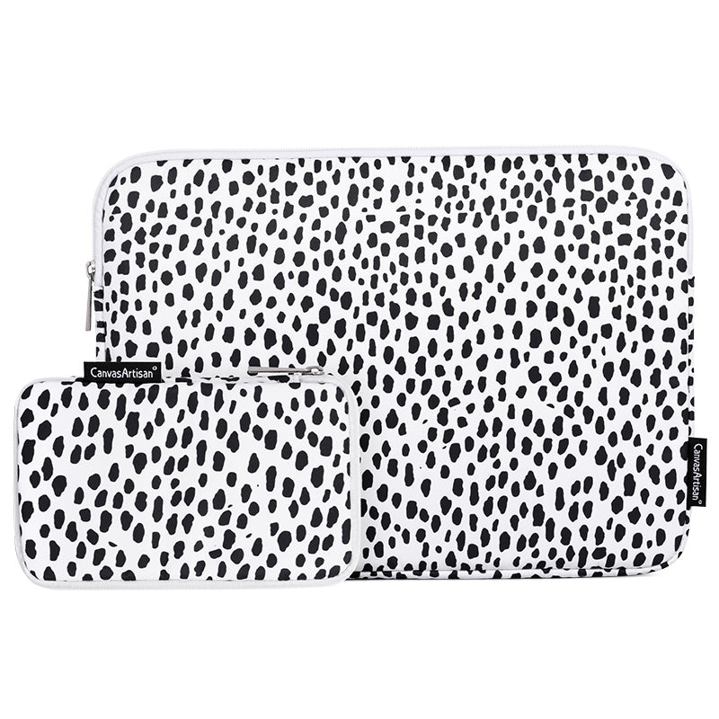 H36-T0121 for 12-inch Notebook Cow Grain Patterned Shock-Absorbed Laptop Protective Sleeve Bag with Small Bag for Extra Storage