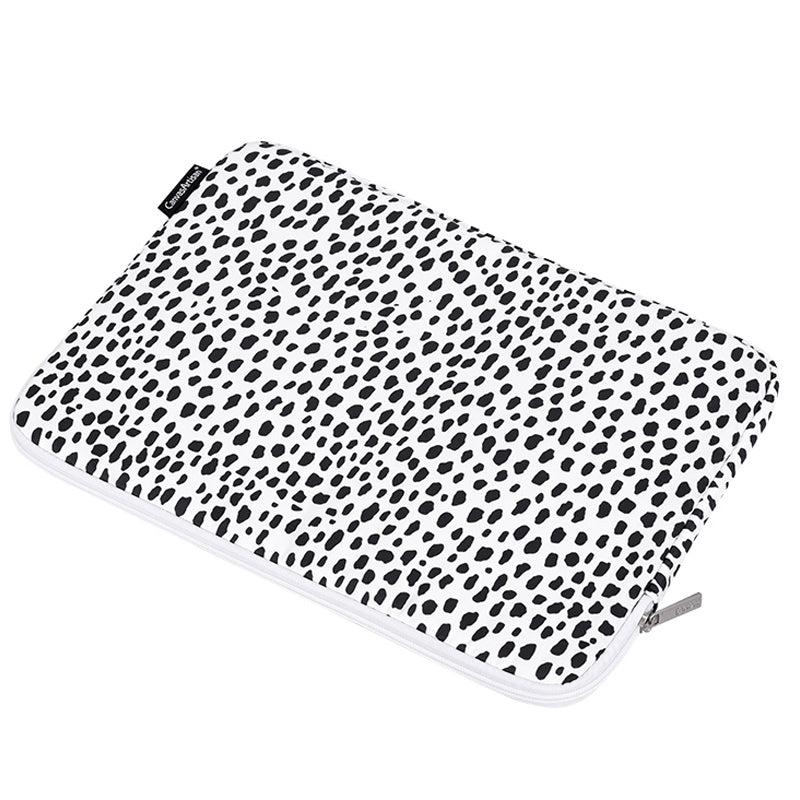 H36-T0121 for 14-inch Notebook Cow Grain Patterned Laptop Zippered Protective Bag Polyester Case with Small Bag Set