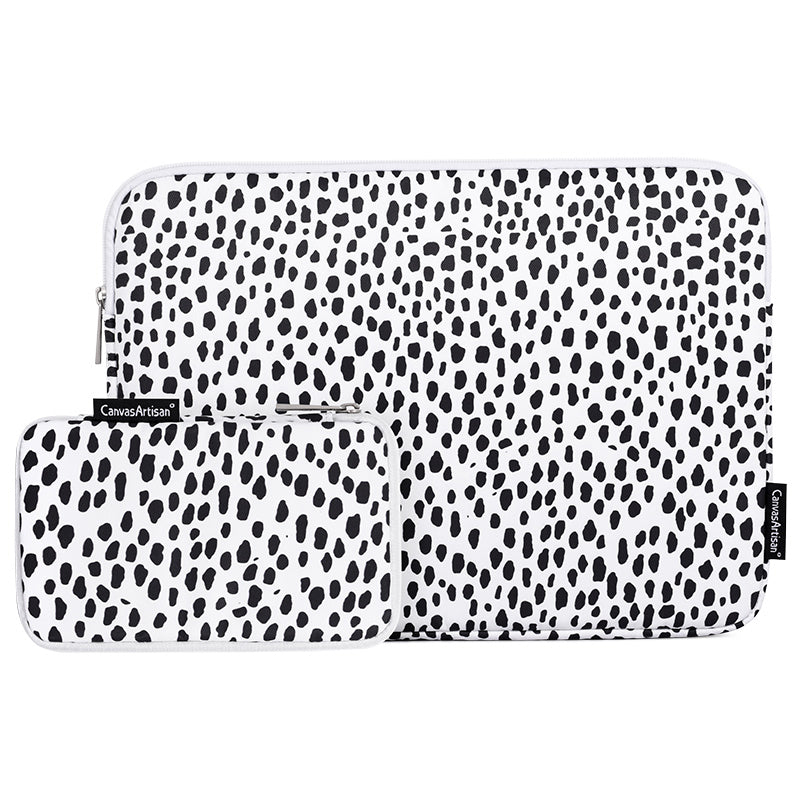 H36-T0121 for 15-inch Notebook Cow Grain Patterned Laptop Zippered Protective Bag Polyester Case with Small Bag Set