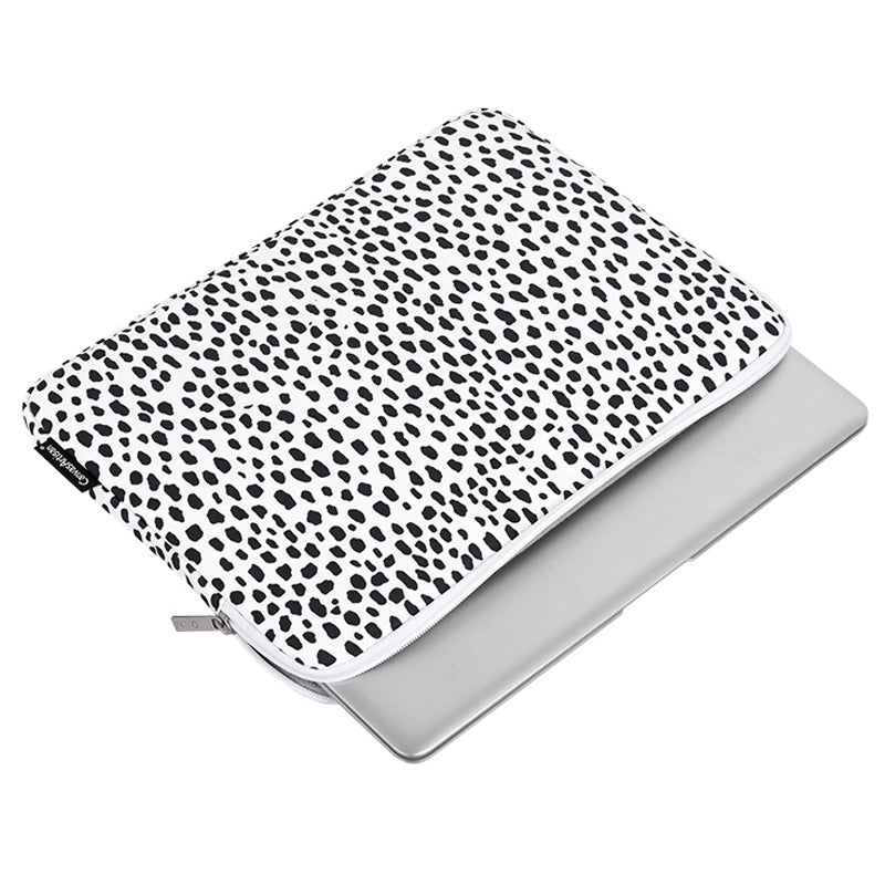 H36-T0121 for 15-inch Notebook Cow Grain Patterned Laptop Zippered Protective Bag Polyester Case with Small Bag Set