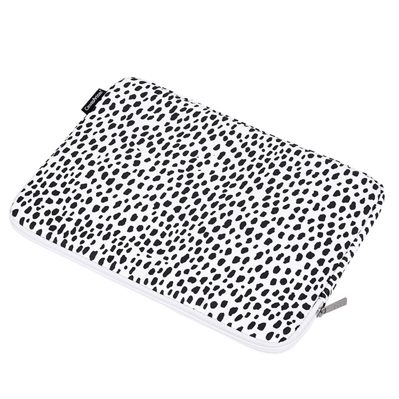 H36-T0121 for 15-inch Notebook Cow Grain Patterned Laptop Zippered Protective Bag Polyester Case with Small Bag Set