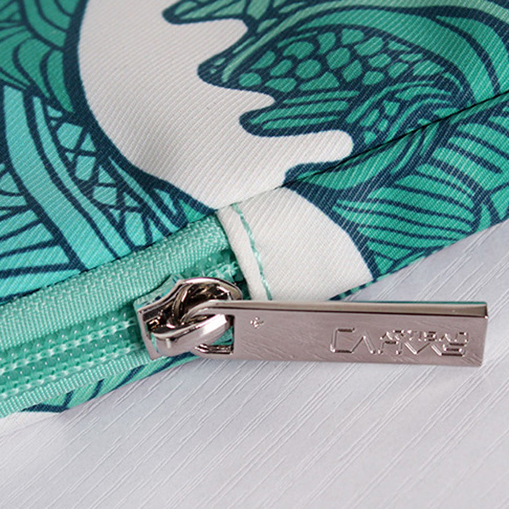 H3-04 12-inch Zipper Notebook Bag, Green Wave Pattern Soft Lining Laptop Storage Pouch