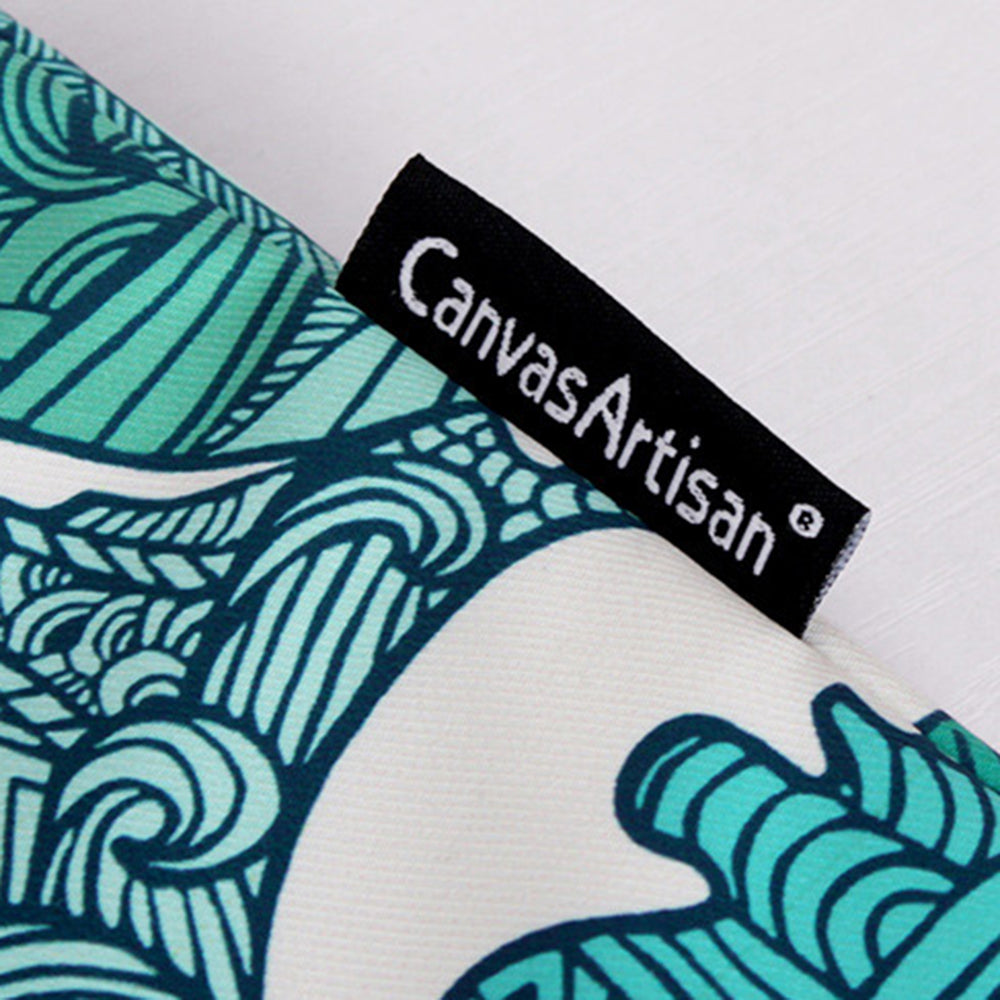 H3-04 12-inch Zipper Notebook Bag, Green Wave Pattern Soft Lining Laptop Storage Pouch