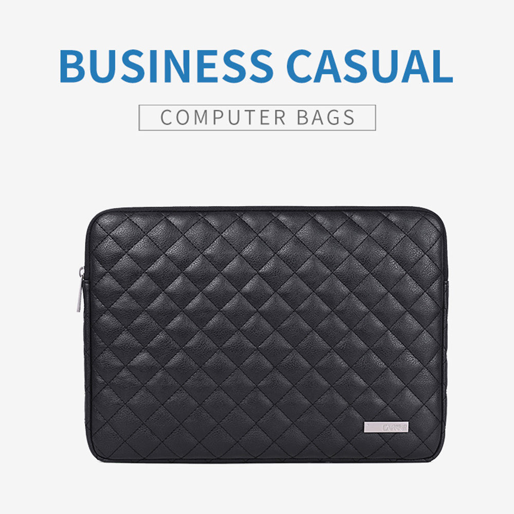 Canvasartisan L19-04 Rhombus Texture Laptop Sleeve Portable PU Protective Bag for 11-inch Notebook - Black