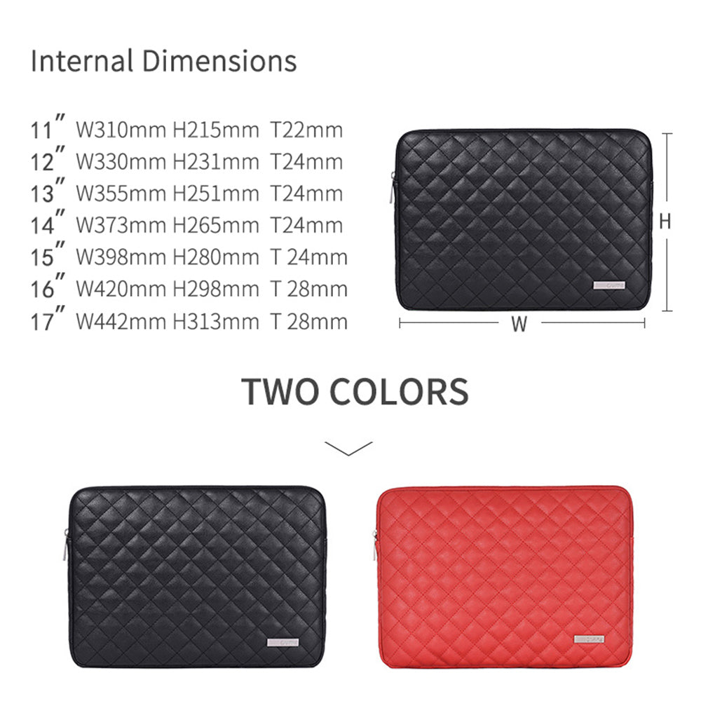 Canvasartian L19-04 Rhombus Texture Laptop Sleeve Portable PU Protective Bag for 11-inch Notebook - Red