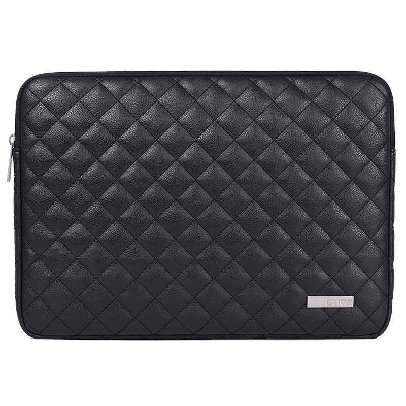 Canvasartisan L19-04 12-inch Rhombus Texture Notebook Zipper Bag Waterproof PU Laptop Sleeve - Black