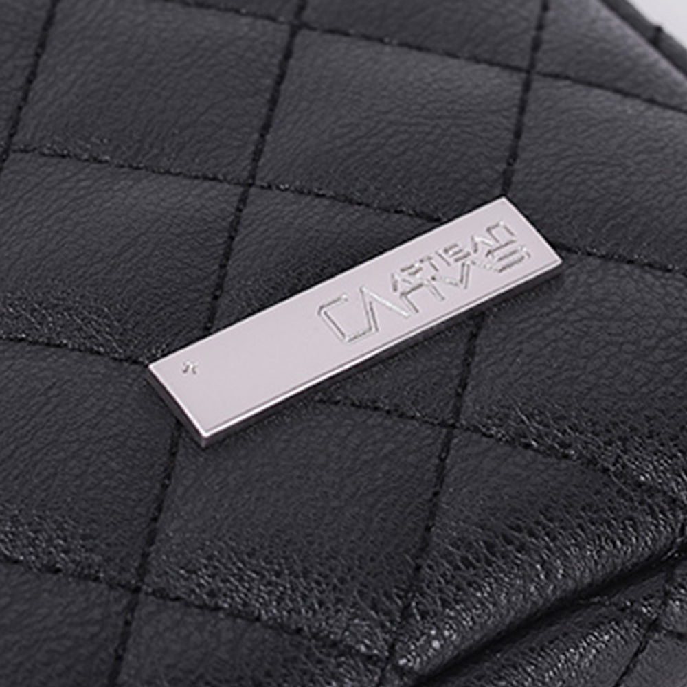 Canvasartisan L19-04 12-inch Rhombus Texture Notebook Zipper Bag Waterproof PU Laptop Sleeve - Black