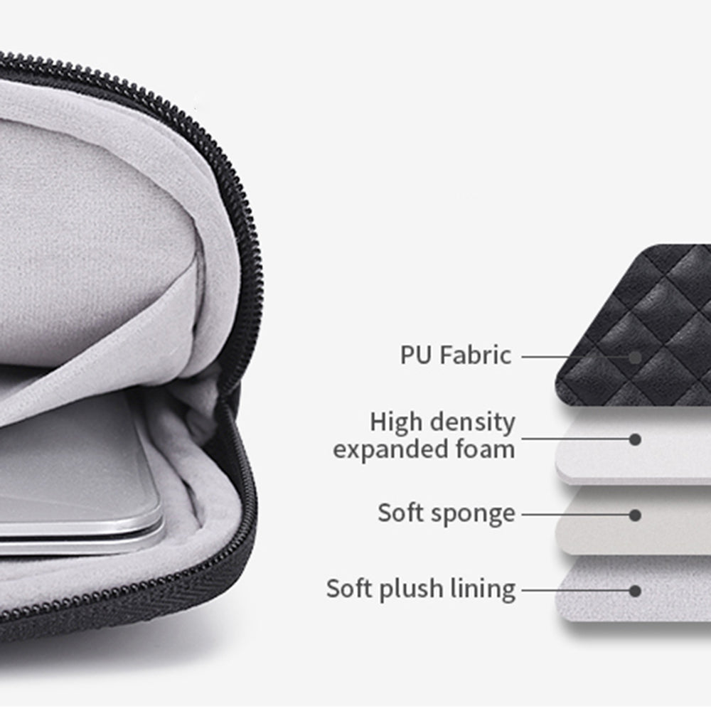 Canvasartisan L19-04 14-inch Rhombus Texture Notebook Carrying Bag Business Style PU Laptop Sleeve - Black