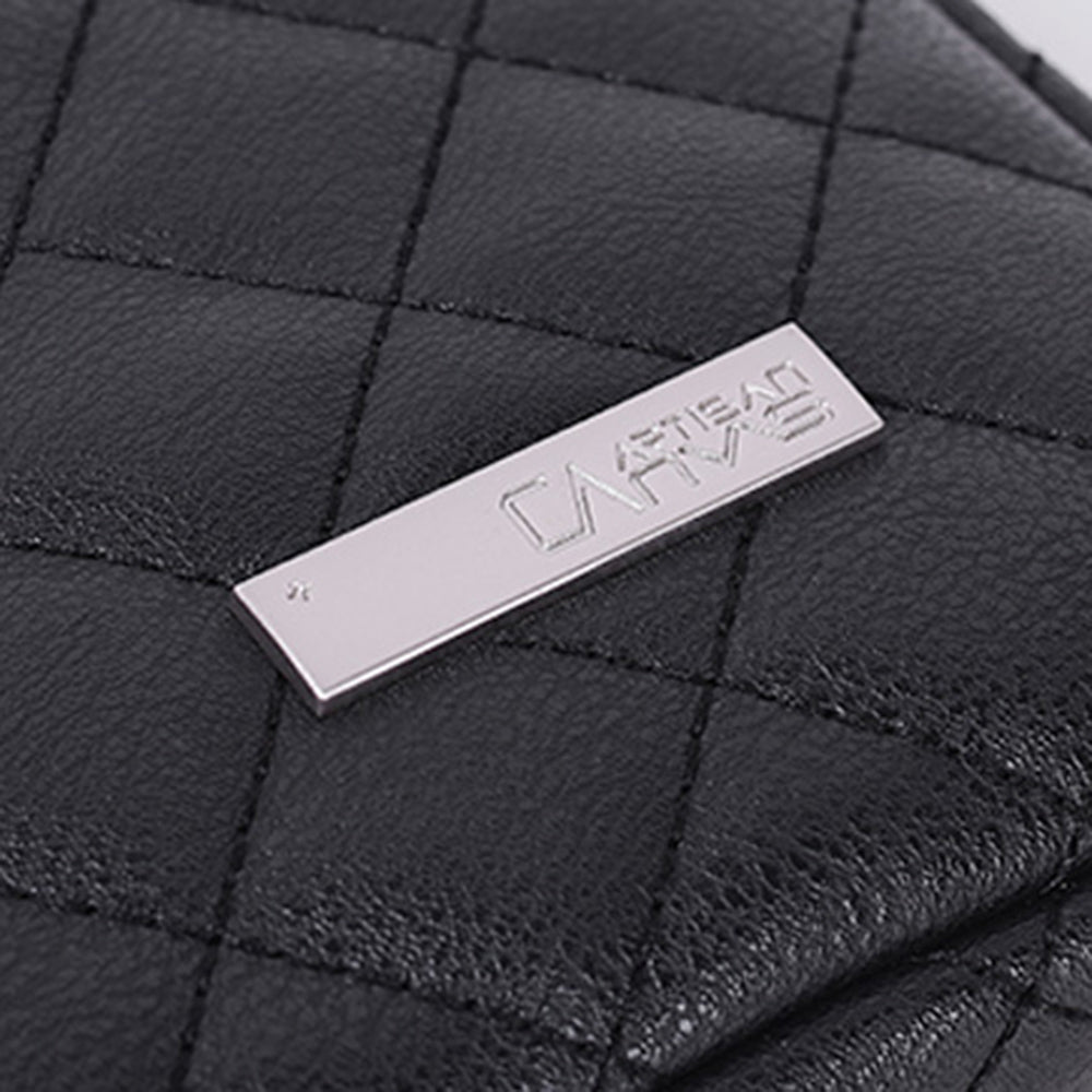 Canvasartisan L19-04 14-inch Rhombus Texture Notebook Carrying Bag Business Style PU Laptop Sleeve - Black