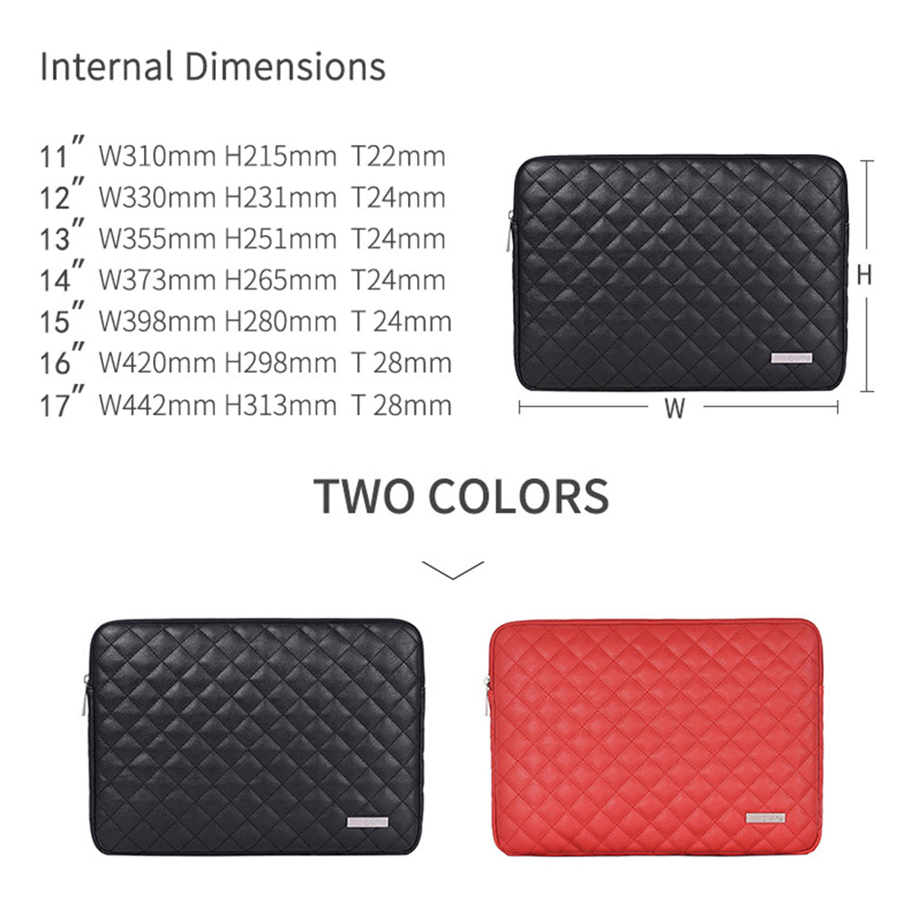 Canvasartisan L19-04 14-inch Rhombus Texture Notebook Carrying Bag Business Style PU Laptop Sleeve - Black