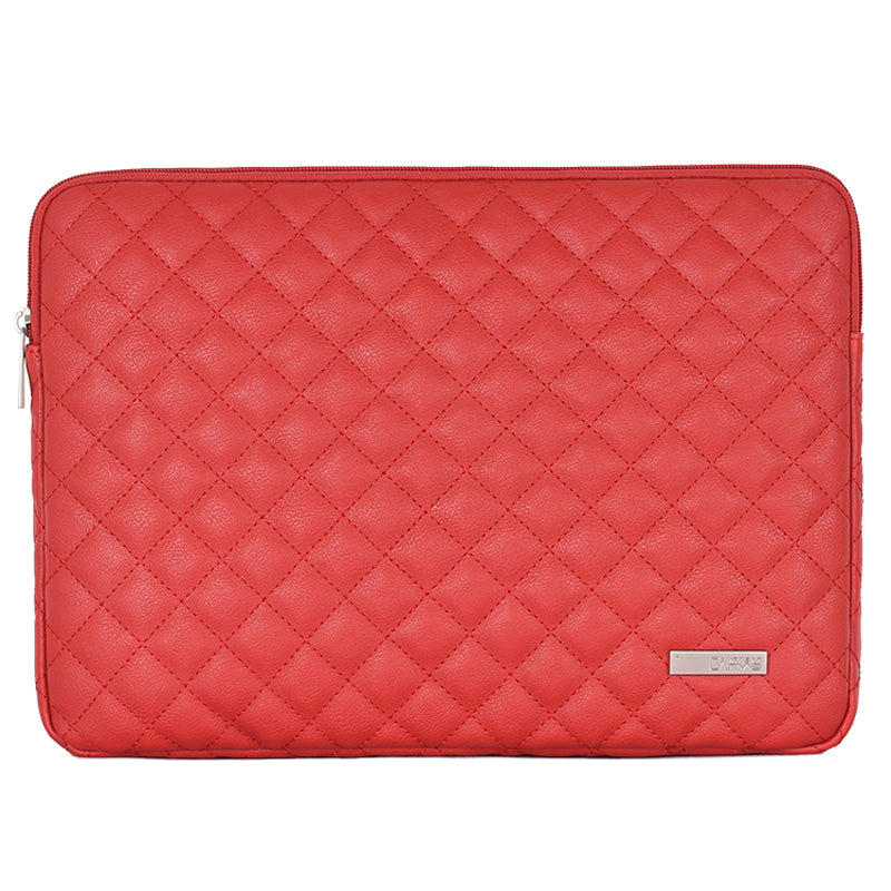 Canvasartisan L19-04 14-inch Rhombus Texture Notebook Carrying Bag Business Style PU Laptop Sleeve - Red