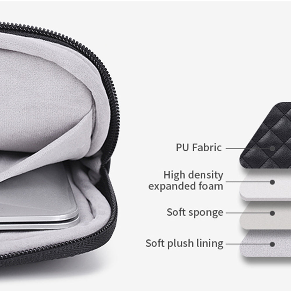 Canvasartisan L19-04 Rhombus Texture 15-inch Notebook Laptop Sleeve Cover PU Protective Case - Black