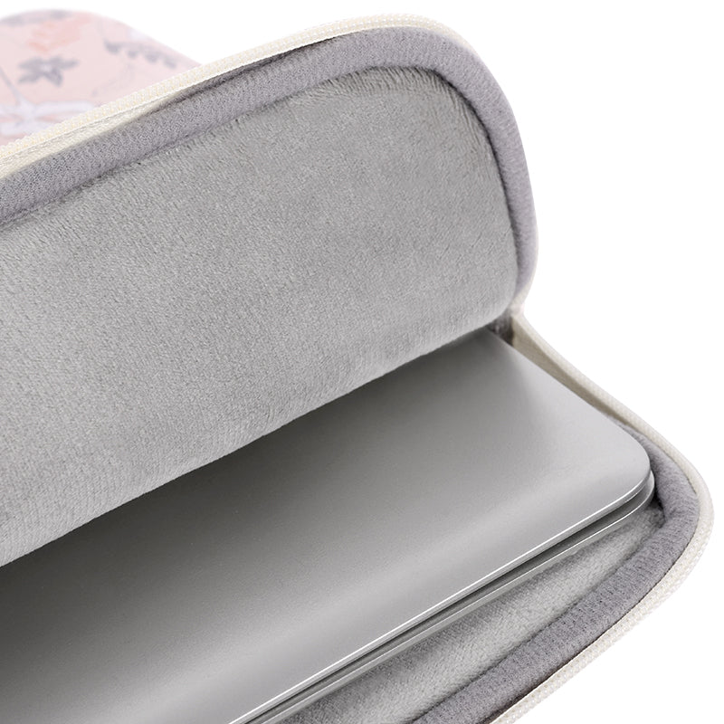 G4-B01 for 12-inch Notebook Flowers/Leaves Patterned Handheld PU Leather Laptop Briefcase Protective Sleeve Bag Handle Bag