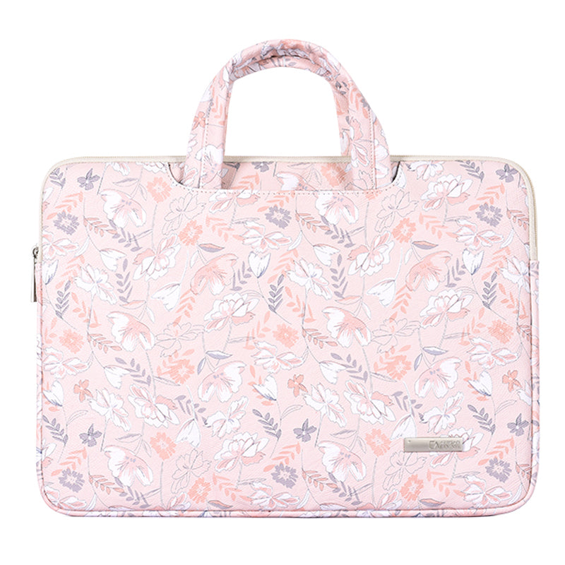 G4-B01 for 13-inch Notebook Flowers/Leaves Patterned PU Leather Laptop Protective Carrying Case Handle Briefcase Bag