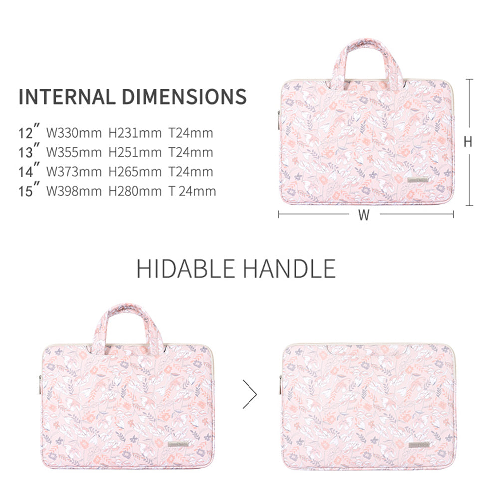 G4-B01 for 13-inch Notebook Flowers/Leaves Patterned PU Leather Laptop Protective Carrying Case Handle Briefcase Bag