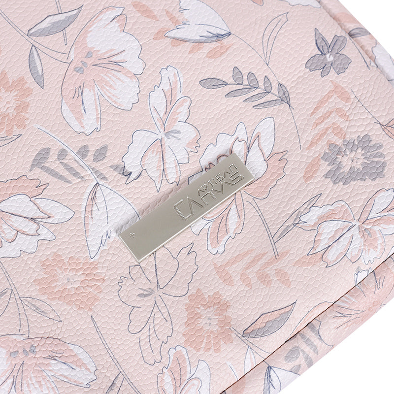 G4-B01 for 15-inch Notebook Flowers/Leaves Patterned Shock-Absorbed PU Leather Laptop Protective Handheld Handle Briefcase Carrying Case