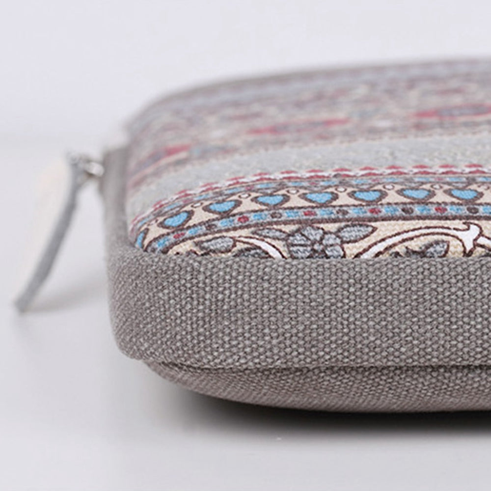 Canvasartisan T38-16 National Style Pattern Printed Carry Case for 15-inch Laptop Portable Business Canvas Bag Shockproof Sleeve Bag - Light Grey