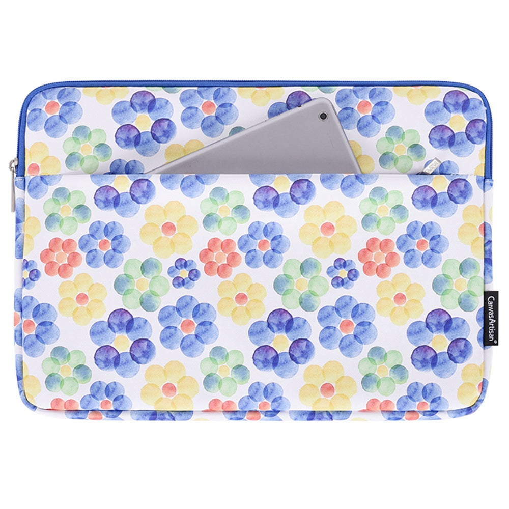 G51-11 Portable Flower Pattern Printing 14-inch Laptop Sleeve Bag PU Leather Notebook Carrying Pouch