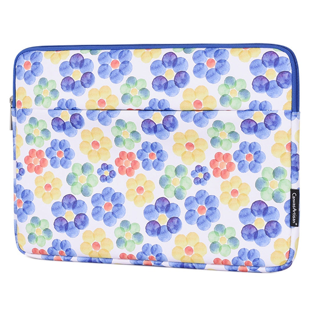 G51-11 Portable Flower Pattern Printing 14-inch Laptop Sleeve Bag PU Leather Notebook Carrying Pouch
